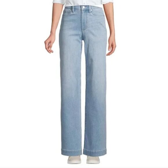Lands' End Light Wash Wide Leg Jeans - Picture 1 of 11